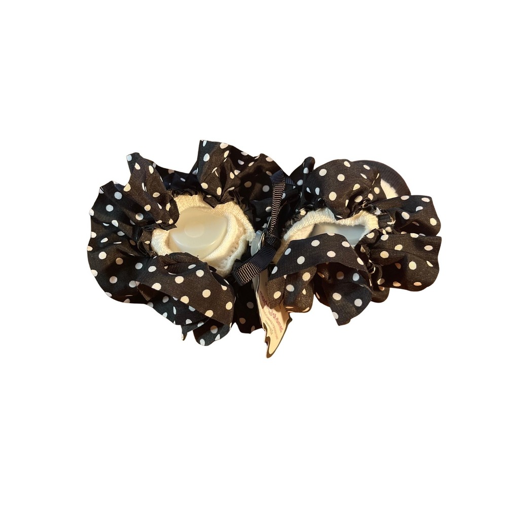 Mud Pie Newborn Polka Dot Ruffle Sock Shoes Black White 0-12 Months - Picture 7 of 8